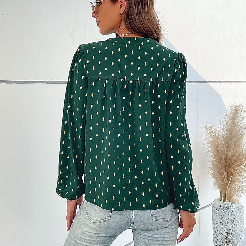 Bronzing Green Long Sleeve - Tops & Blouses
