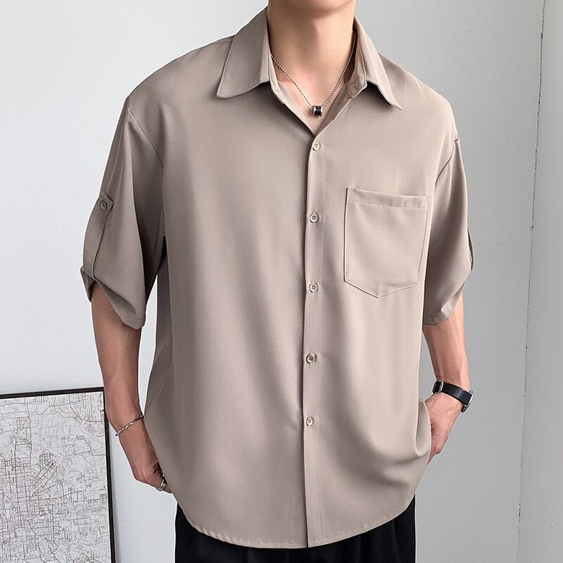 Men's Short Sleeve Buttoned Shirt - Black XL Men's Short Sleeve Buttoned Shirt - Black XL