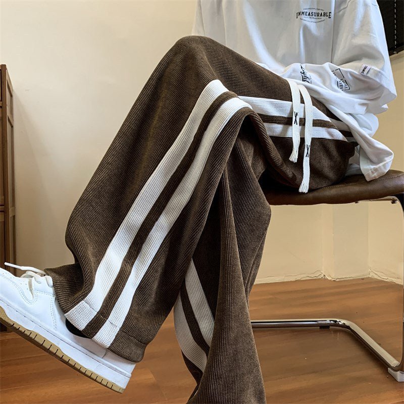 Corduroy Striped Sweat Pants - Pants