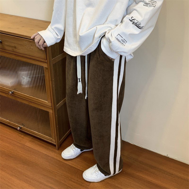 Corduroy Striped Sweat Pants - Pants