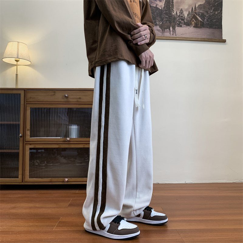 Corduroy Striped Sweat Pants - Pants