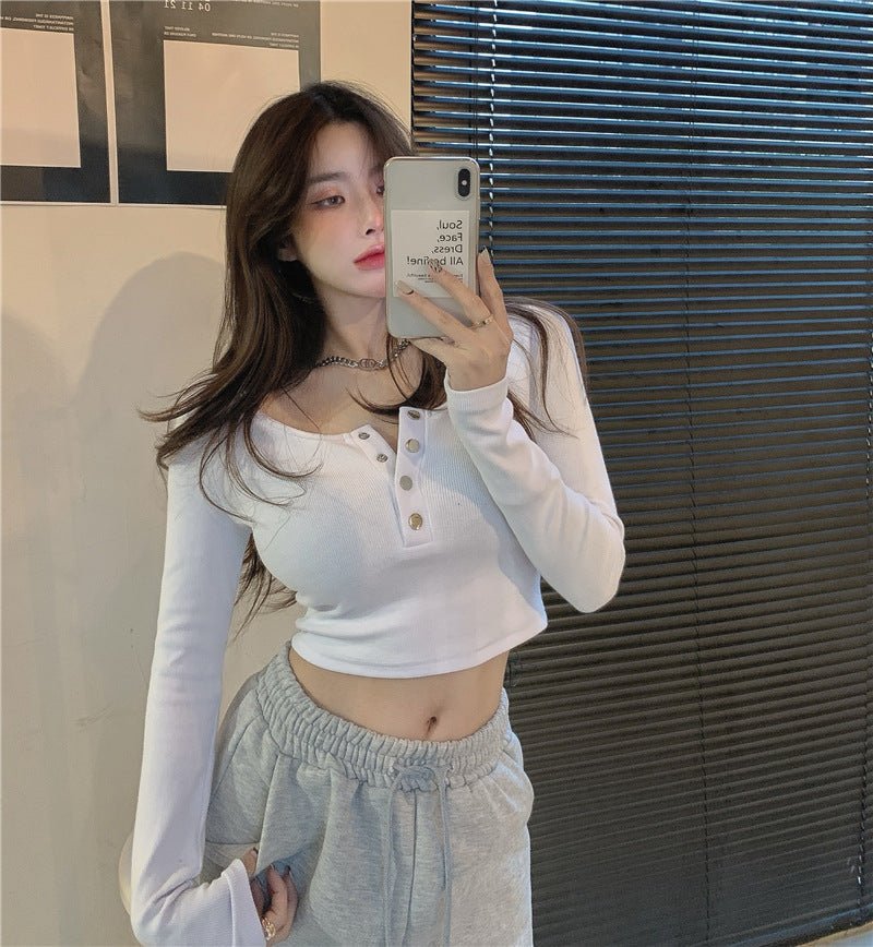 Korean Style Crop Top - Shirts & Tops