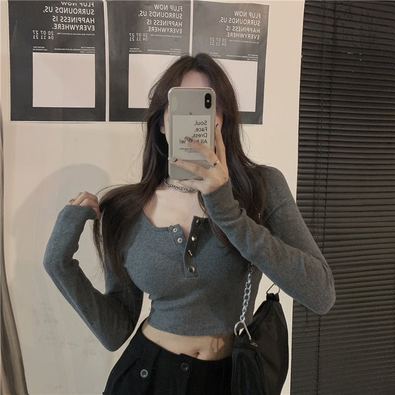 Korean Style Crop Top - Shirts & Tops