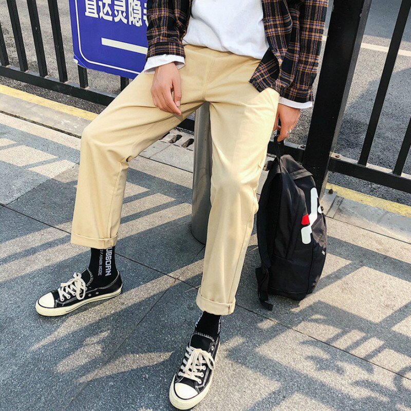 Straight Drawstring Chino Pants - Pants
