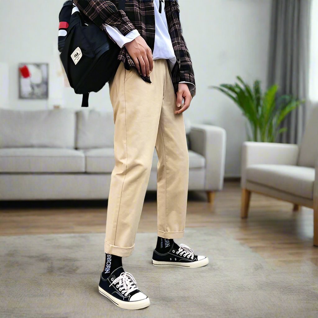 Straight Drawstring Chino Pants - Pants