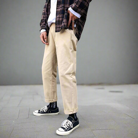 Straight Drawstring Chino Pants - Pants