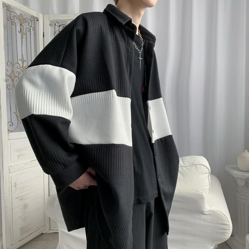Black and White Knitted Jacket - Mens Jackets