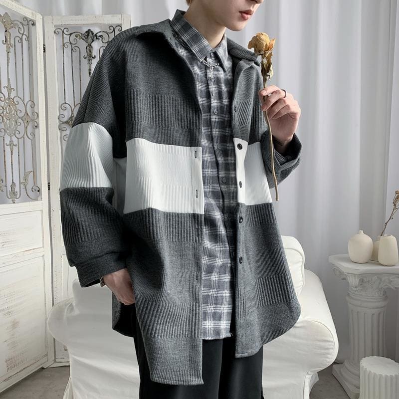 Black and White Knitted Jacket - Mens Jackets