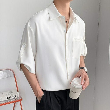 Button Down Shirt Japanese Style (Short Sleeve) - Mens Shirts