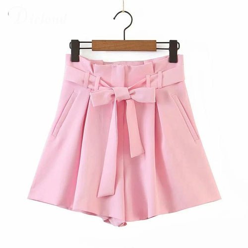 High Waist Tie Flare Shorts With Pockets - Shorts