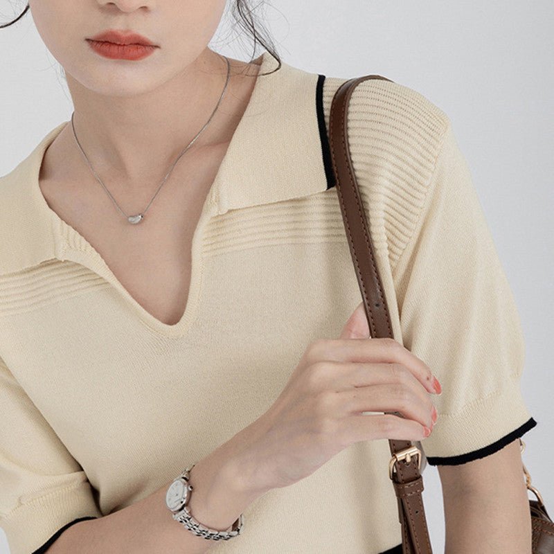 Polo Collar Silk Knitted - Tops